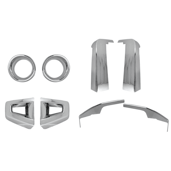 Ikon Motorsports Compatible with 06-09 Hummer H3 Chrome Front & Rear Bumper Pillar Cover Fog Lamp Rim 8PC Kit