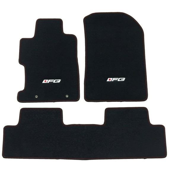Ikon Motorsports Compatible with 06-11 Honda Civic FG Logo OE Factory Style Black Nylon Carpet Car Floor Mats Front Rear 3PC