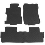 Ikon Motorsports Compatible with 06-11 Honda Civic Sedan Latex Rubber Front Rear Floor Mats Carpet Black All Weather 07 08 09 10 07 08 09 10