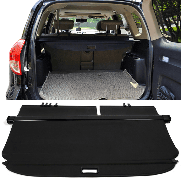 Ikon Motorsports Compatible with 06-12 RAV4 OE FACTORY Retractable Rear Cargo Security Trunk Cover Black