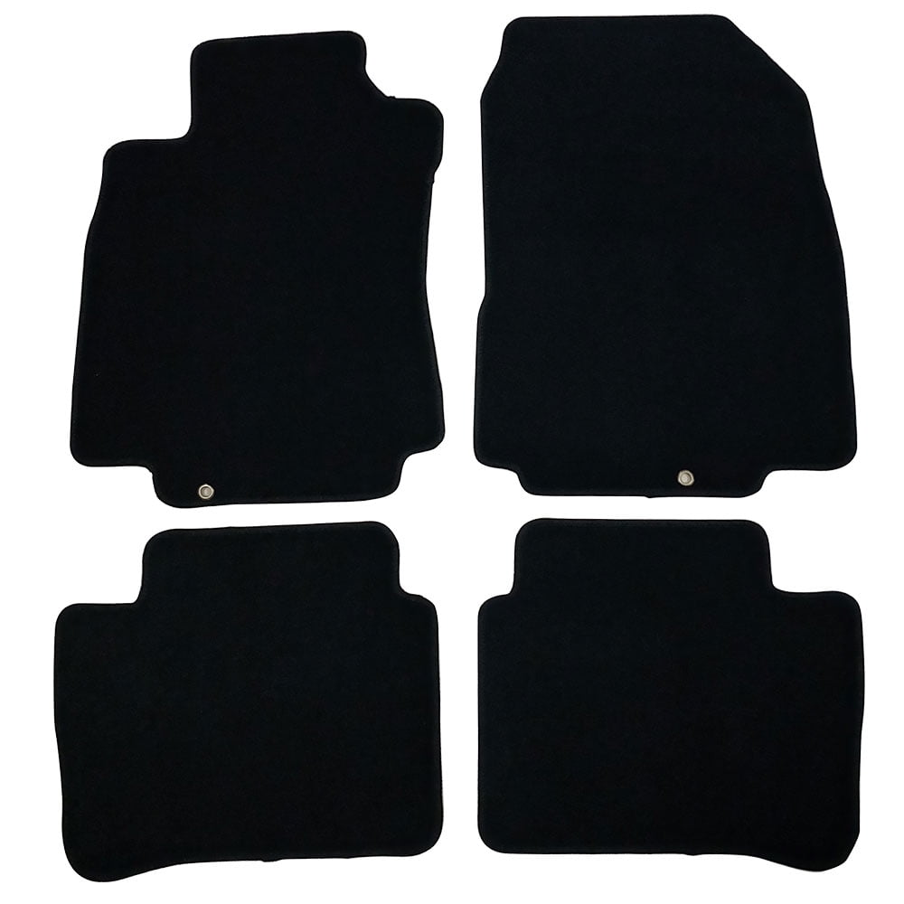 Ikon Motorsports Compatible with 07-12 Nissan Versa OE Factory Style Black Nylon Carpet Car Floor Mats Front Rear 4pcs 2007 2008 2009 2010 2011 2012