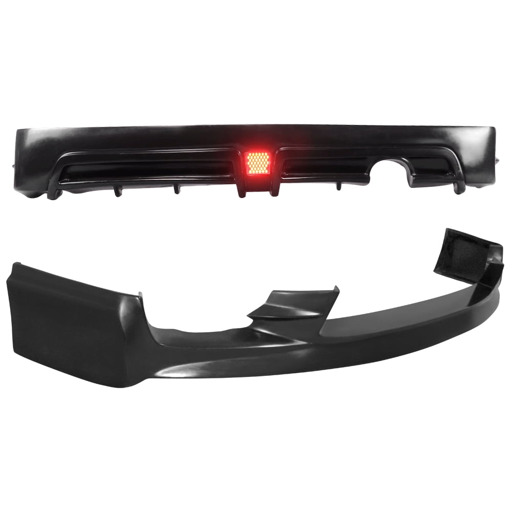 Ikon Motorsports Compatible with 09-11 Civic 4Door PU MU Front & PP Rear Bumper Lip Spoiler & Brake Lamp