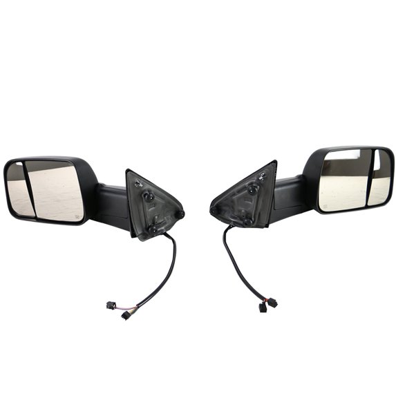 Ikon Motorsports Compatible with 09-12 Ram Telescoping Power Heated Puddle Light LED Signals Tow Mirror 2PC