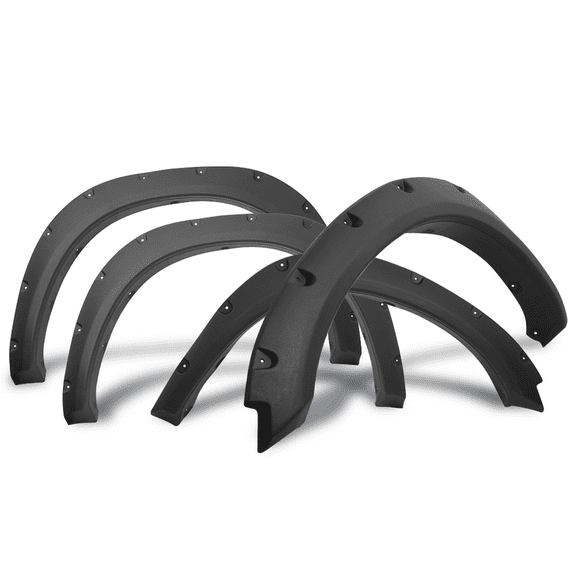 Ikon Motorsports Compatible with 09-18 Dodge Ram 1500 Pocket Rivet Style Fender Flares Textured Black PP