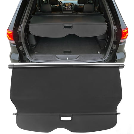 Ikon Motorsports Compatible with 11-21 Grand Cherokee 2022 Jeep Grand Cherokee WK Black Rear Tonneau Cargo Cover Retractable -Vinly+Aluminum Rod