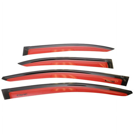 Ikon Motorsports Compatible with 12-15 Civic Sedan Window Visors 4Pc Set Painted Rallye Red Color Code #R513