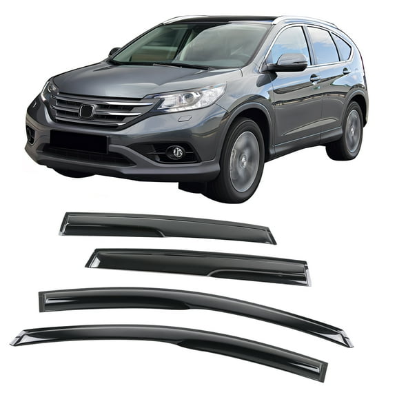 Ikon Motorsports Compatible with 12-16 Honda CRV MU Style Acrylic Window Vent Visor Deflector Rain Guard 4Pc Outside Mount 2012 2013 2014 2015 2016