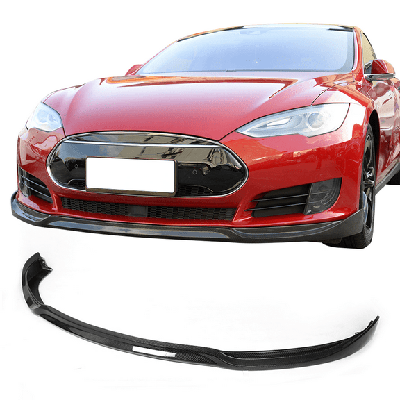 Ikon Motorsports Compatible with 12-16 Tesla Model S JC Style Front Bumper Lip Carbon Fiber