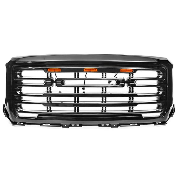 Ikon Motorsports Compatible with 14-15 GMC Sierra 1500 Front Bumper Hood Grille Gloss Black 2014 2015