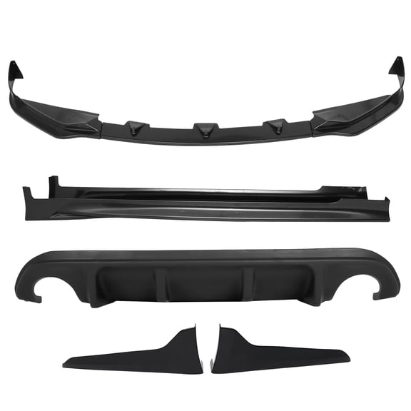 Ikon Motorsports Compatible with 14-17 Infiniti Q50 Front Bumper Lip + Side Skirts +Rear Apron+Rear Diffuser