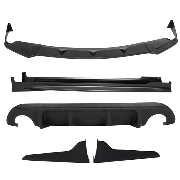 Ikon Motorsports Compatible with 14-17 Infiniti Q50 Q50S Front Lip + Side Skirts + Rear Apron +Rear Diffuser