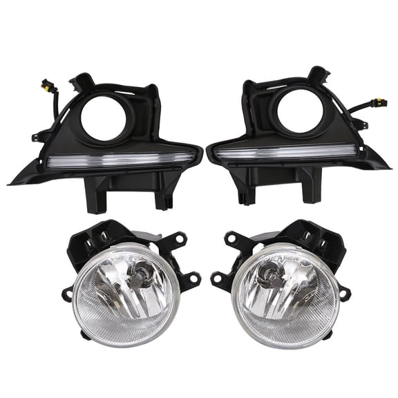 Ikon Motorsports Compatible with 14-19 Highlander Front LED Fog Light Lamp With DRL LH RH Pair Clear Lens