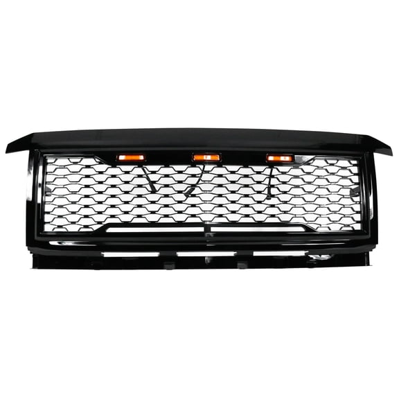 Ikon Motorsports Compatible with 15-18 Chevy Silverado 2500 3500 Front Bumper Hood Mesh Grille - Gloss Black 2015 2016 2017 2018