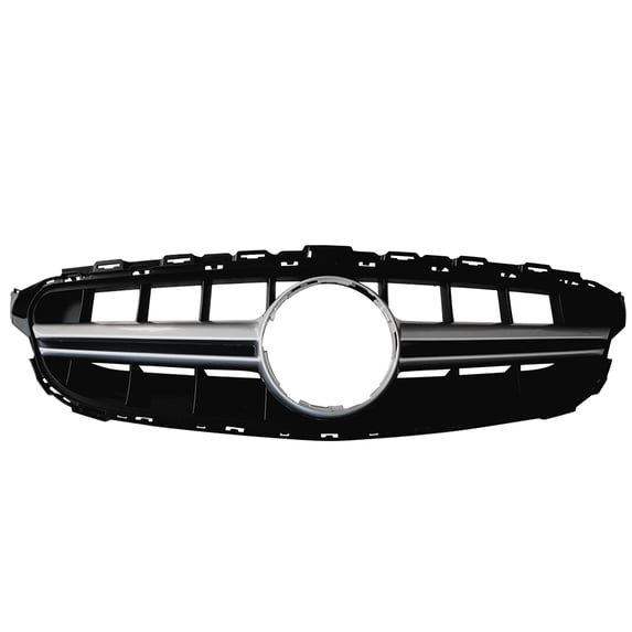 Ikon Motorsports Compatible with 15-18 Mercedes-Benz C Class W205 Sport Vertical Silver Grille 2015 2016 2017 2018