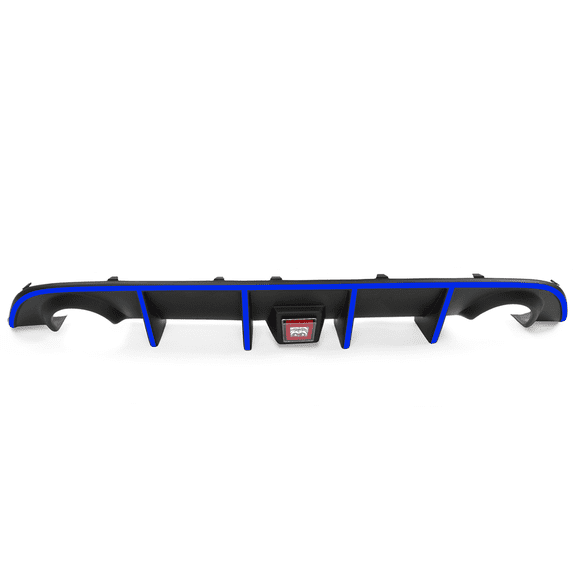 Ikon Motorsports Compatible with 15-23 Charger SRT Rear Diffuser with Red LED Lamp & Blue Reflective Tape