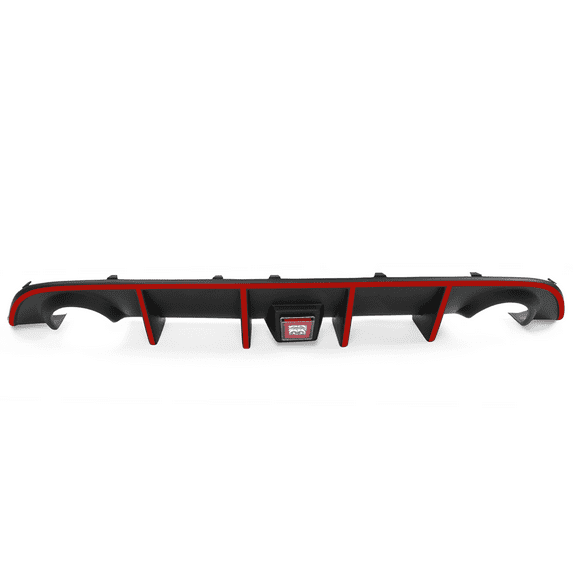 Ikon Motorsports Compatible with 15-23 Charger SRT Rear Diffuser with Red LED Lamp & Red Reflective Tape