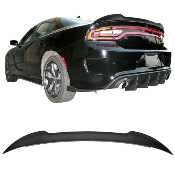 Ikon Motorsports Compatible with 15-23 Dodge Charger Rear Trunk Spoiler Wing Lip ABS Matte Black V3 Style