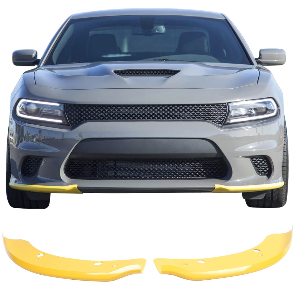 Ikon Motorsports Compatible with 15-23 Dodge Charger SRT Scat Pack Front Bumper Lip Splitter Guard Pair