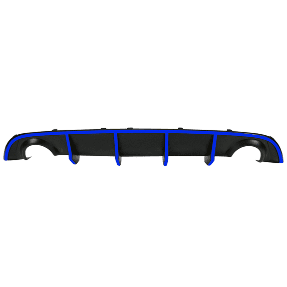 Ikon Motorsports Compatible with 15-23 Dodge Charger SRT V2 Style Rear Diffuser with Blue Reflective Tape