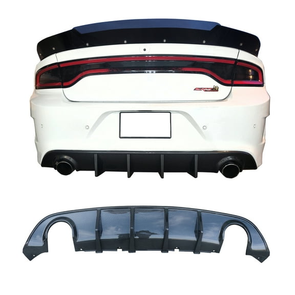 Ikon Motorsports Compatible with 15-23 Dodge Charger SRT V3 Style Rear Bumper Lip Diffuser Carbon Fiber Print