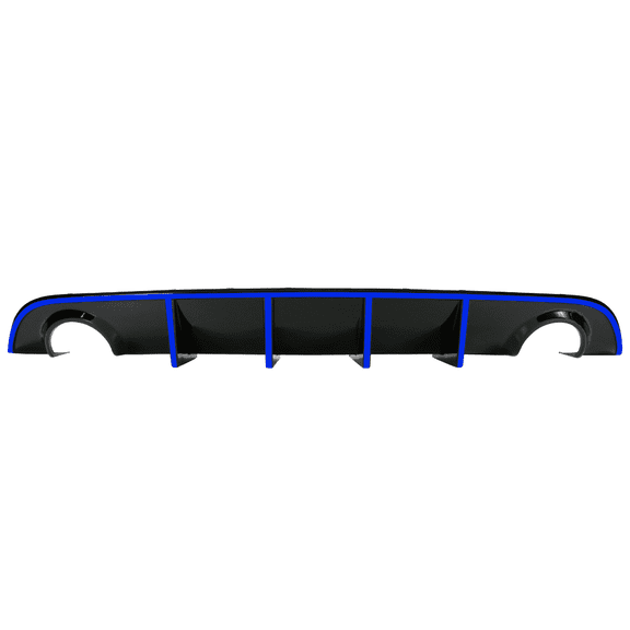 Ikon Motorsports Compatible with 15-23 Dodge Charger SRT V3 Style Rear Diffuser with Blue Reflective Tape
