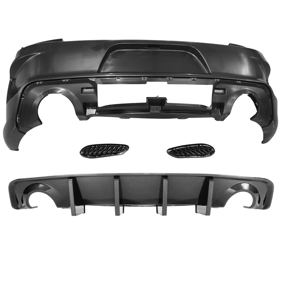 Ikon Motorsports Compatible with 2015-2023 Dodge Charger (Excluding Widebody) Widebody Style Rear Bumper Carbon Fiber Print Rear Diffuser Kits