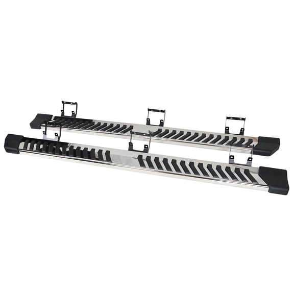 Ikon Motorsports Compatible with 15-23 Ford F150 SuperCrew Cab V Style Running Boards Side Step Bar Silver
