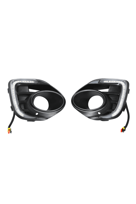 Compatible with 16-17 Mitsubishi Lancer OE Style Black Front Lower Foglights Cover W/ LED