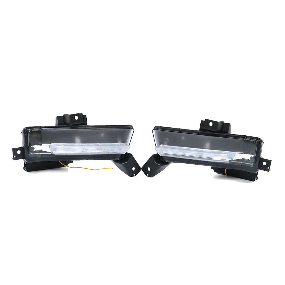 Ikon Motorsports Compatible with 16-18 Chevy Camaro SS DRL Fog Lights Lamps Clear W/ Amber Turning Signal 2Pc RH LH (Left + Right) 2016 2017 2018