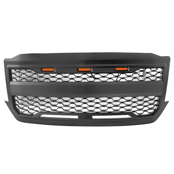 Ikon Motorsports Front Grille Compatible with 2016-2018 Chevy Silverado 1500 & 2019 Silverado 1500 LD Front Bumper Hood Mesh Grille Matte Black