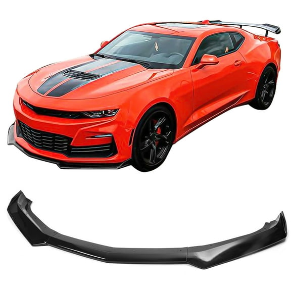 Ikon Motorsports Front Lip Compatible with 2016-2024 Chevy Camaro 1LE Style Front Bumper Spoiler Air Dam Chin Lip Gloss Black ABS