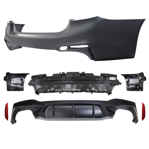 Ikon Motorsports Compatible with 17-20 BMW G30 Sedan M5 Style Front + Rear Bumper Lip Diffuser + Side Skirts