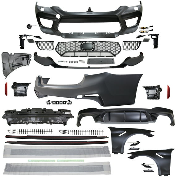 Ikon Motorsports Compatible with 17-20 BMW G30 to M5 Style Conversion Kit Front Rear Bumper Fender Side Sill