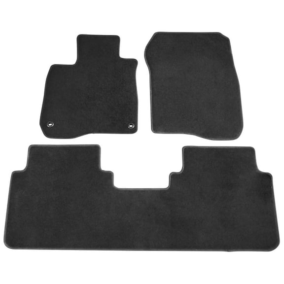 Ikon Motorsports Compatible with 17-22 Honda CR-V Nylon Car Floor Mats Carpet Front & Rear 3PC Set - Black