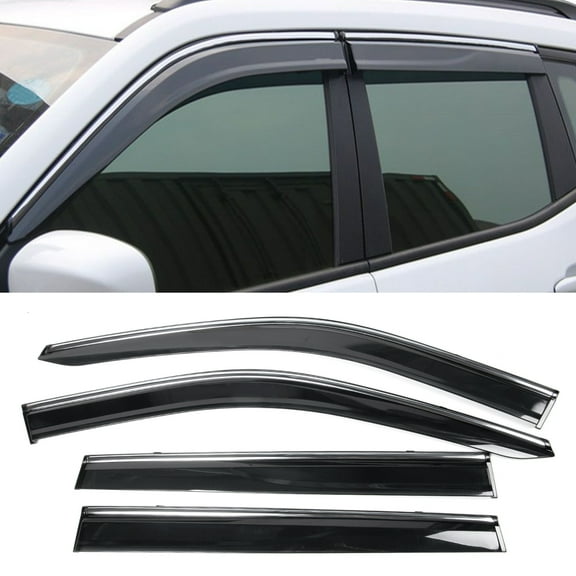 Ikon Motorsports Side Window Visors Rain Deflectors Fits 2017-2025 Jeep Compasse MP, Polycarbonate