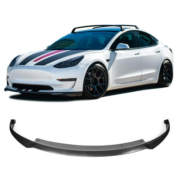 Ikon Motorsports Compatible with 17-23 Tesla 3 IKON Style Front Bumper Lip - PP