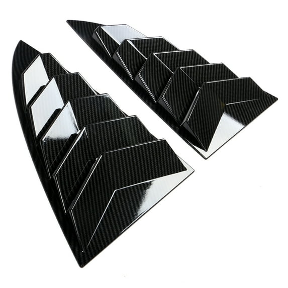 Ikon Motorsports Compatible with 17-23 Tesla Model 3 Rear Quarter Side Window Louvers Scoop Cover Vent Panel Pair - Carbon Fiber Print 2017 2018 2019