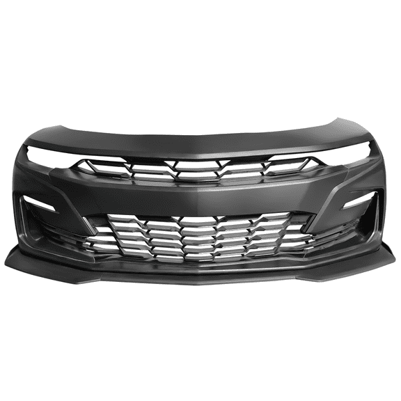 Ikon Motorsports Compatible with 19-23 Chevy Camaro SS Unpainted Front Bumper PP W/ Matte Front Lip ABS