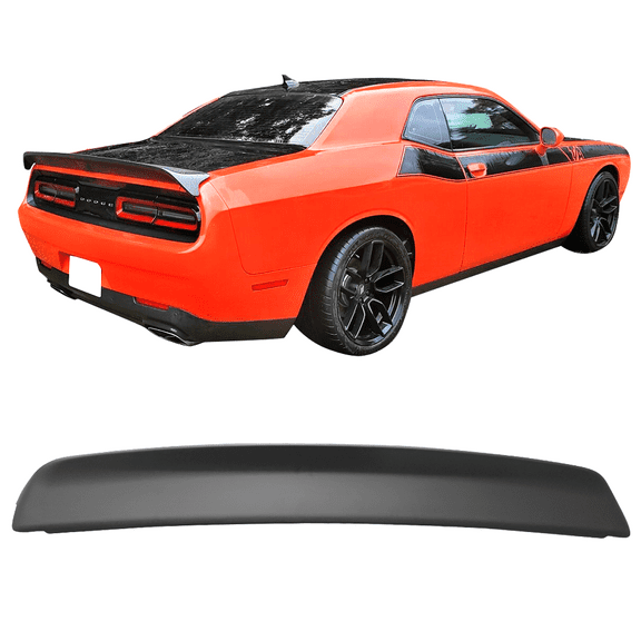 Ikon Motorsports Compatible with 2008-2023 Dodge Challenger Trunk Spoiler Wing W/ Camera Cover Matte Black ABS