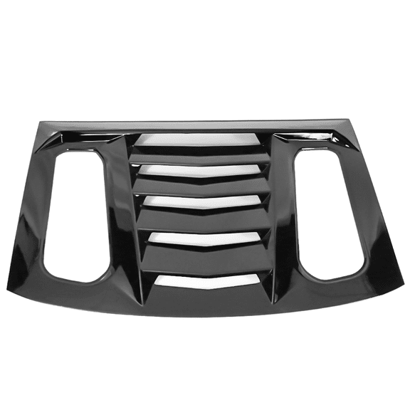 Ikon Motorsports Compatible with 2016-2024 Chevy Camaro Coupe IKON V2 Style Rear Window Louver Sun Shade Cover Windshield Vent - Gloss Black