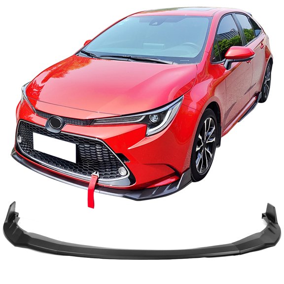 Ikon Motorsports Compatible with 2020-2024 Toyota Corolla L, LE, XLE, Hybrid LE Only Front Bumper Lip Air Chin Diffuser Matte Black