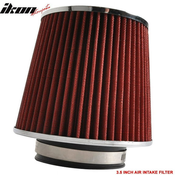 Ikon Motorsports Compatible with 3.5 Inch Race Performance Cold Air Intake Filter KN Red 02-11 Lancer