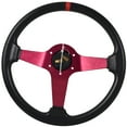 thumbnail image 1 of Ikon Motorsports Compatible with 350MM PVC 6 Hole Steering Wheel Deep Dish Red Spoke Red Ring & Black Emblem, 1 of 2
