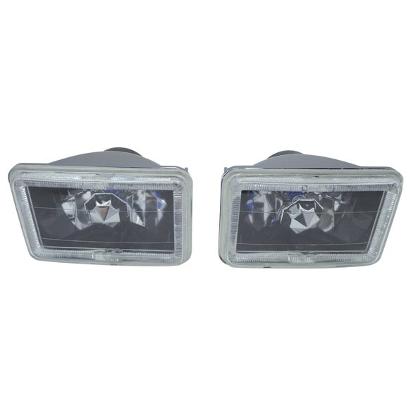 Ikon Motorsports Compatible with 4X6 Square H4 Headlight Lamp With Halo Halogen Bulb Clear Lens