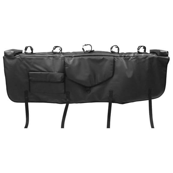 Ikon Motorsports Compatible with 53Inches Wide Bed Pickup Black PVC Tailgate Pad W/ 5-Bike Straps & 1 Tool Bag