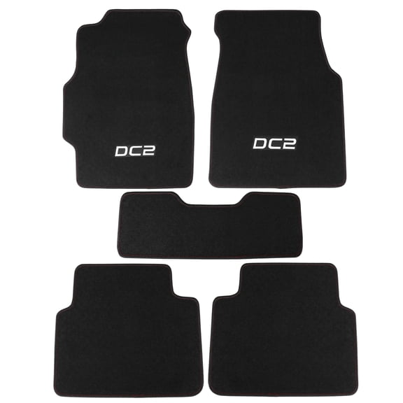 Ikon Motorsports Compatible with 94-01 Acura Integra DC2 Logo OE Factory Style Black Nylon Carpet Car Floor Mats Front Rear 5PC Black