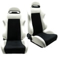 thumbnail image 1 of Ikon Motorsports Compatible with Honda Models 2 Tone White PVlack Suede Racing Seats & Sliders Pair, 1 of 6