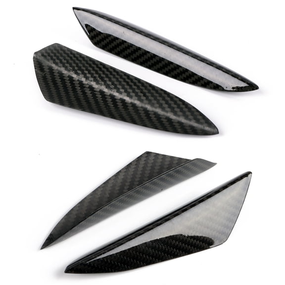 Ikon Motorsports Compatible with Universal Front Bumper Lip Canards Splitters Fin 4Pc V3 Style - Carbon Fiber
