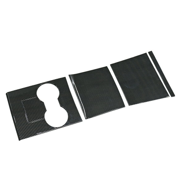 Ikon Motorsports Console Box Cover Compatible With 2017-2020 Tesla Model 3 All Models, ABS Gloss Black Carbon Fiber Print Front Center Console Storage Box Cover Trim 4PCS