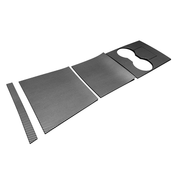 Ikon Motorsports Console Box Cover Compatible With 2017-2020 Tesla Model 3 All Models, ABS Matte Black Carbon Fiber Print Front Center Console Storage Box Cover Trim 4PCS